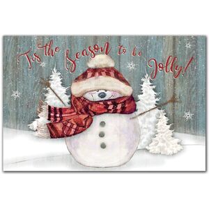 Winter Holiday Postcards with Red Scarfed Snowman