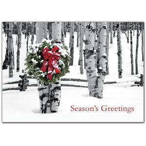 Business Holiday Cards with Logo - Lonely Wreath