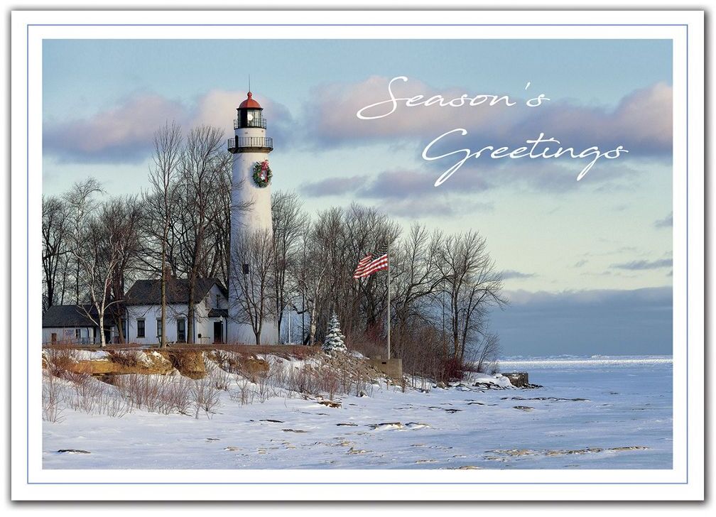 Lighthouse Themed Holiday Cards for Businesses