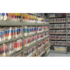 Medical file folders and file pockets to organize patient data 