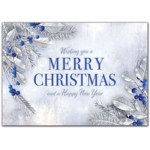 Custom Christmas Cards with Blue and Silver Accents