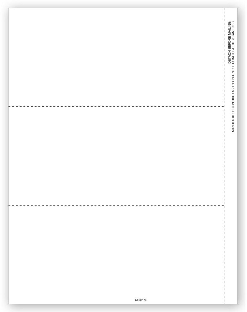 Blank 1099-NEC Tax Form - 3-Up - One Filing