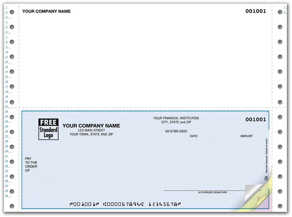 Pin Fed Business Checks with Top Stub