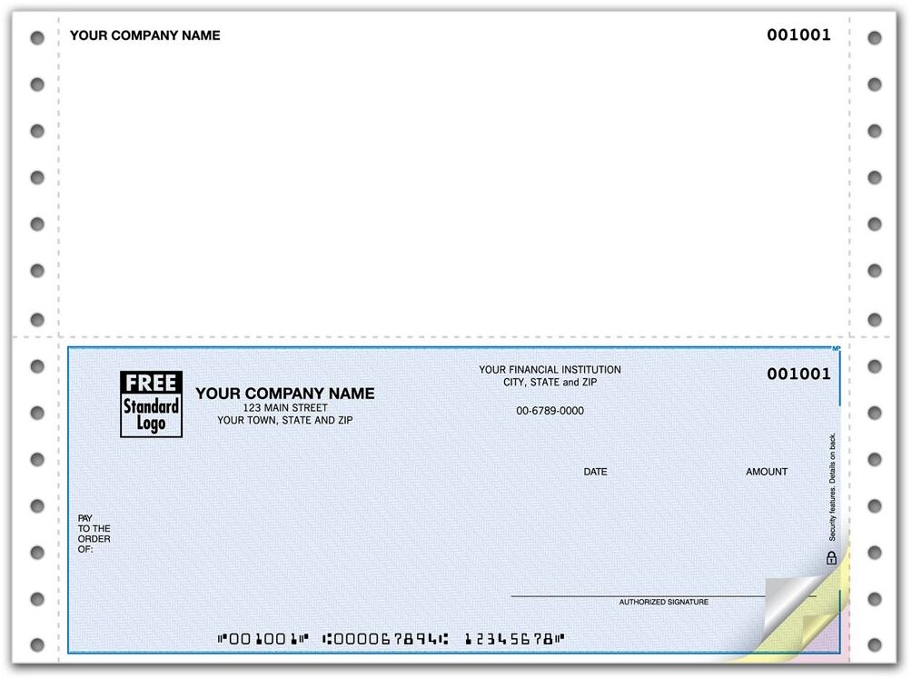 Continuous Business Checks with Blank Top Stub