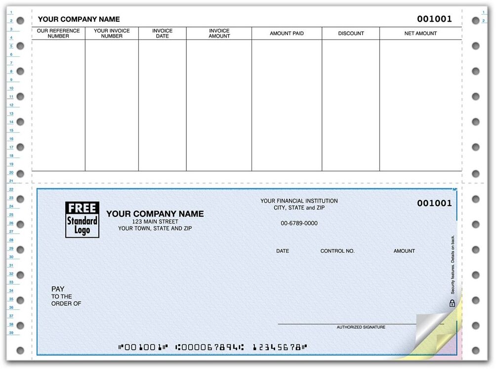 Continuous Accounts Payable Check with Stub