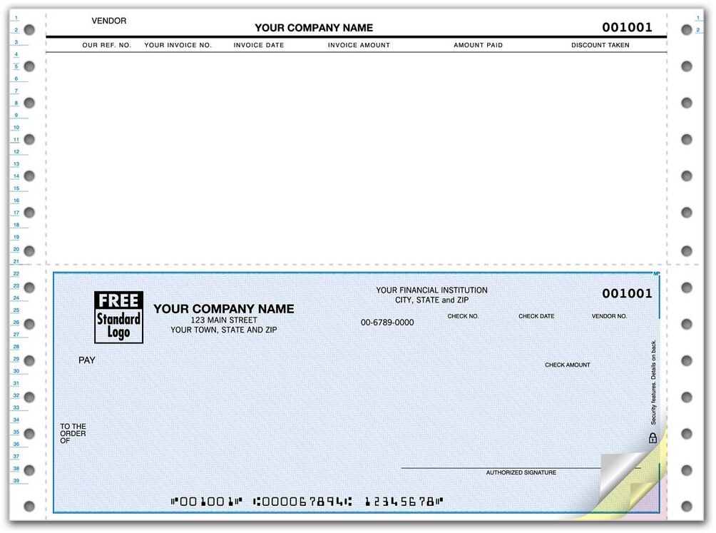 Continuous Account Payable Check with Condensed Stub