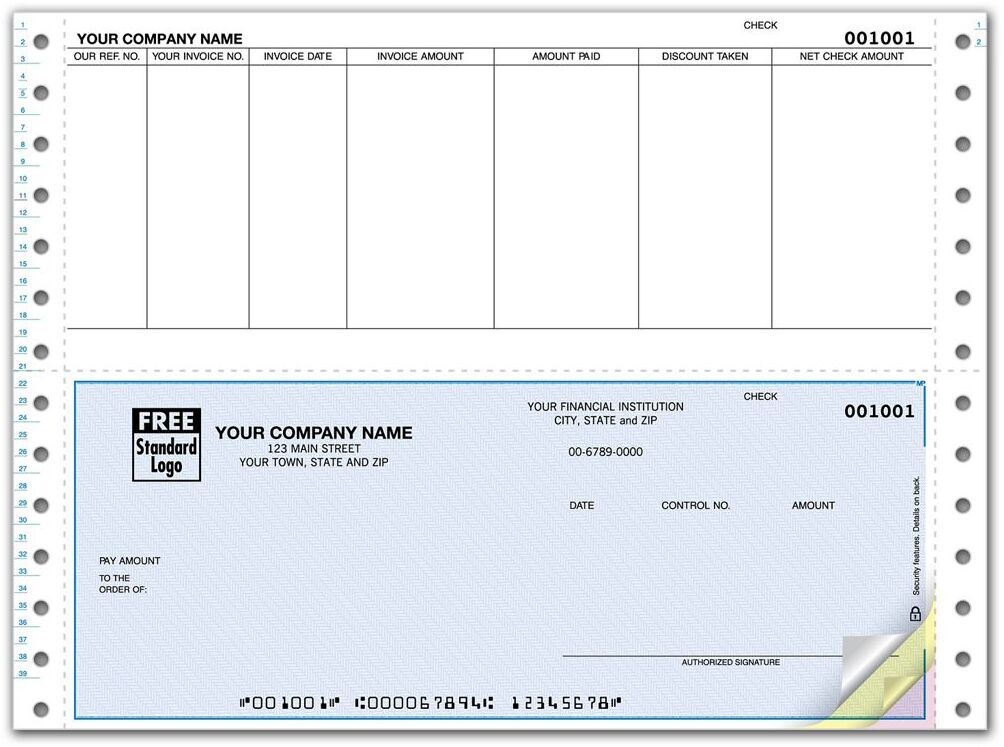 Accounts Payable Continuous Carbonless Check, 7 Columns