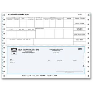 Pin Feed Payroll Checks with Overtime Section