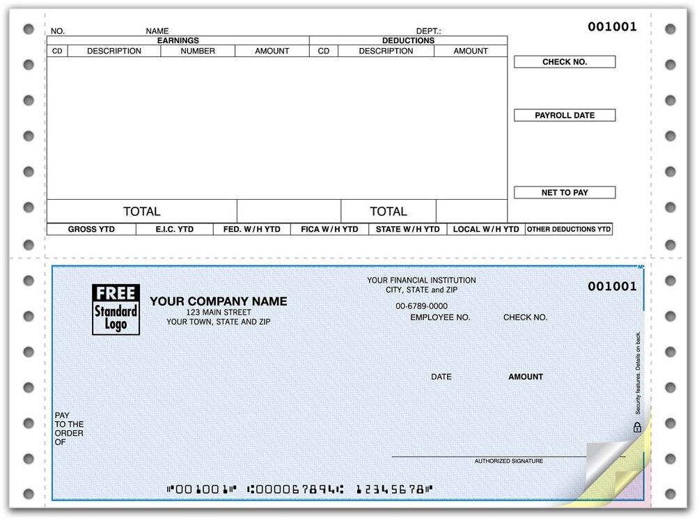 Continuous Payroll Check with State and Federal Deductions