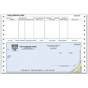 Hourly Payroll Check for Dot Matrix Printers