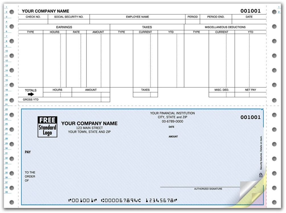 Continuous Payroll Checks with Cents Column