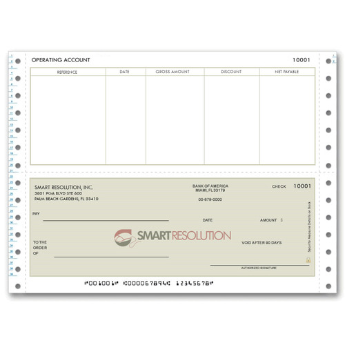 Custom continuous business checks printing