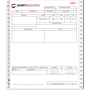 Custom business forms for continuous printers