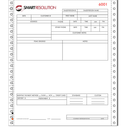 Custom business forms for continuous printers