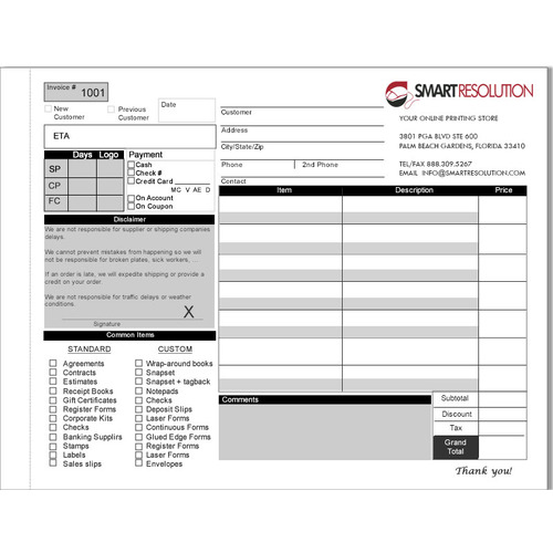 Custom snapset business forms printing