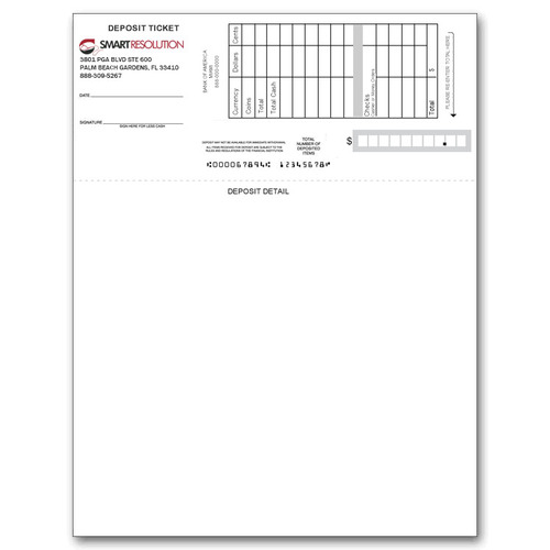 Custom business deposit slip for laser printers