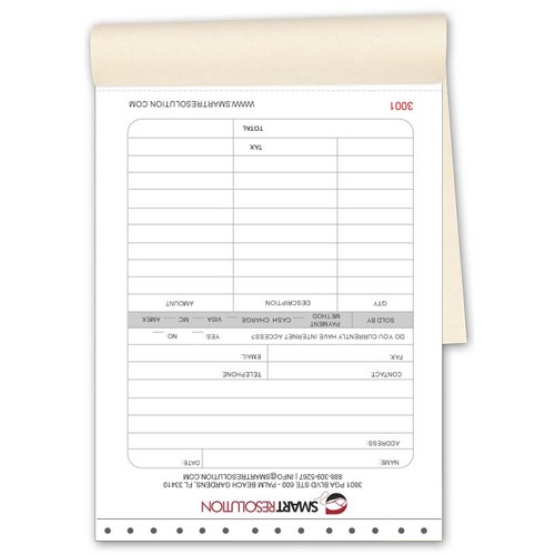 Custom business forms with double stubs in books