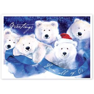 Custom Business Holiday Cards with Five Jolly Polar Bears