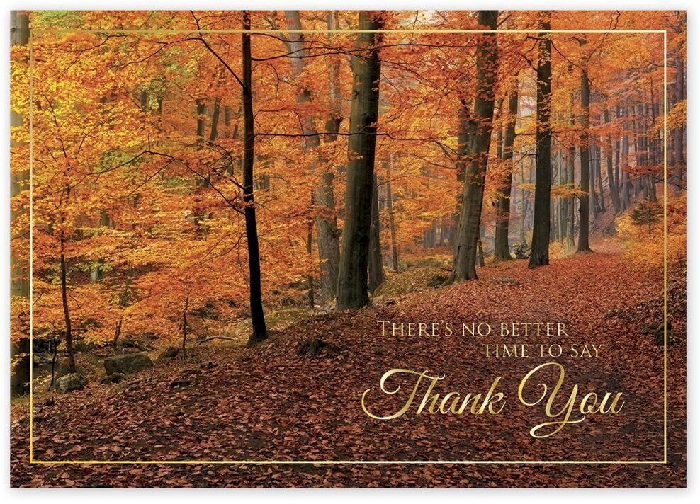 Custom Business Thanksgiving Greeting Cards - Woodland Gratitude