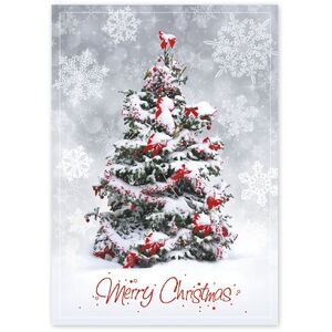 Business Christmas Greeting Cards - Single Tree with Red Bows