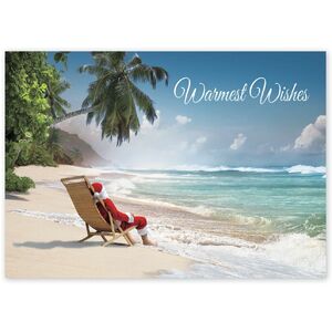 Tropical Santa on the Beach - Holiday Greeting Cards