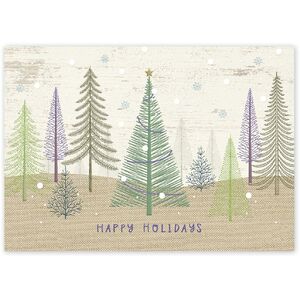 Custom Printed Business Holiday Cards -  Pastel Colors Pine Tree Forest