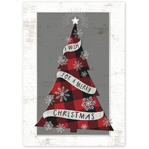 Custom Business Greeting Cards - Plaid Christmas Tree