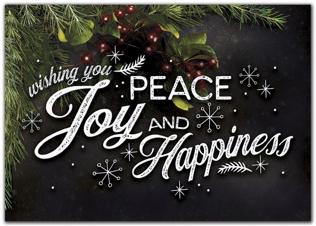 Custom Business Holiday Greeting Cards - Wishing You Peace, Joy and Happiness