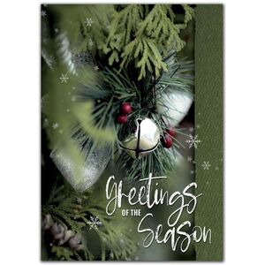 Custom Printed Silver Bells Holiday Cards