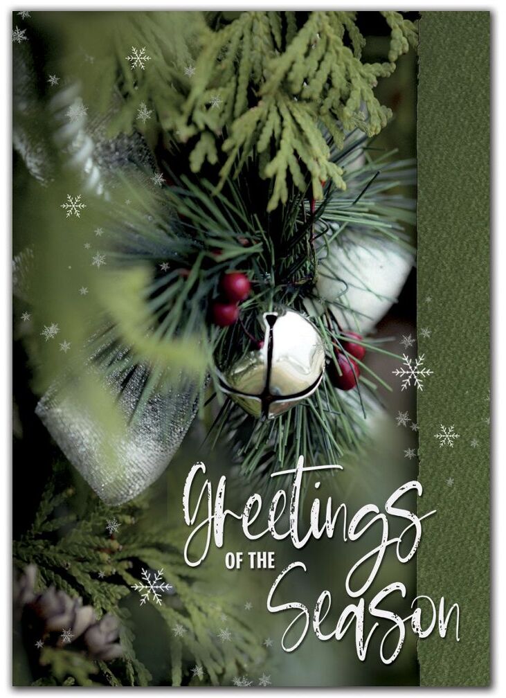 Custom Printed Silver Bells Holiday Cards