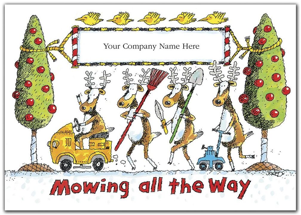 Funny Professional Holiday Cards - Landscaping Reindeer