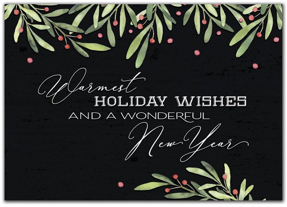 Custom New Year's Holiday Cards on Black Background