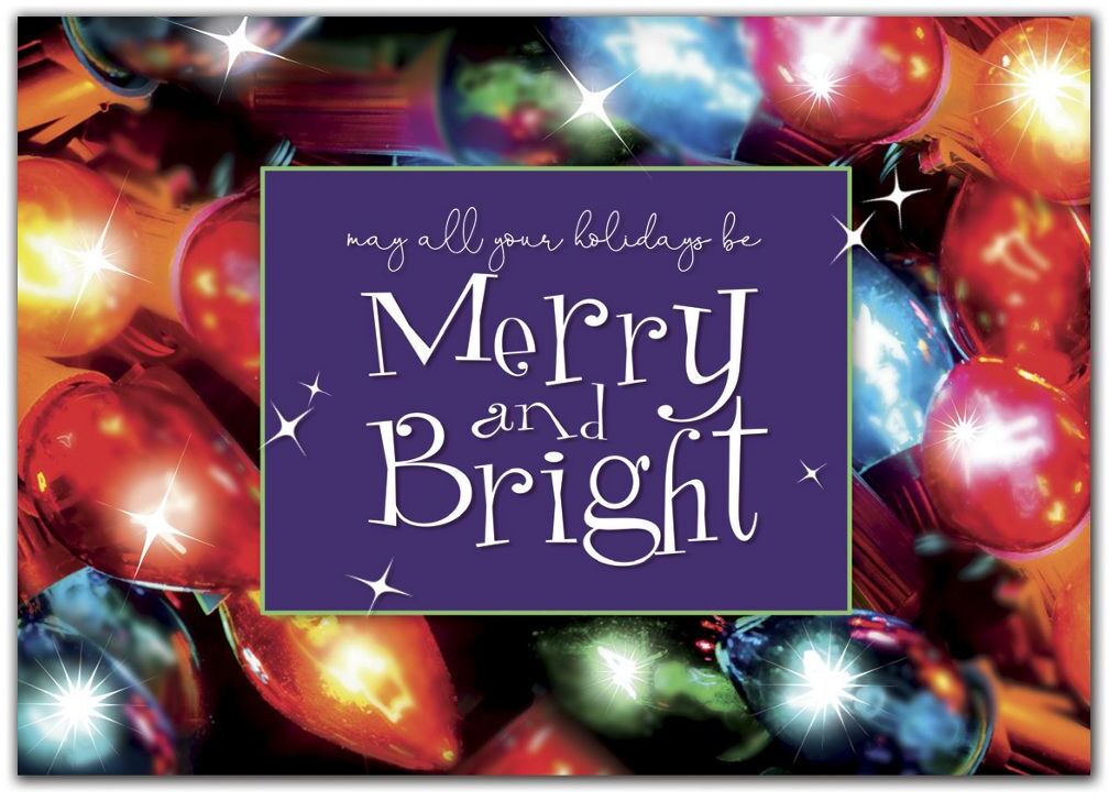 Custom Business Holiday Cards - Merry and Bright Lights Display