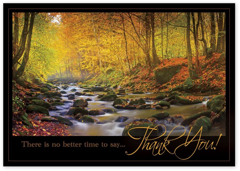 Custom Business Thanksgiving Cards - Radiant Thanks over Fall River