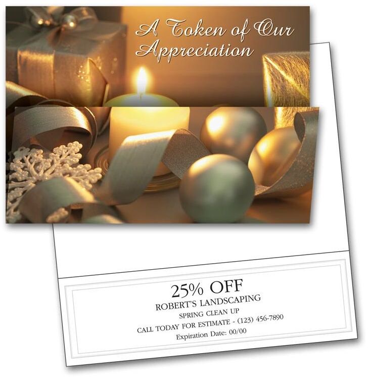 Custom printed greeting cards for businesses with pre-printed coupon