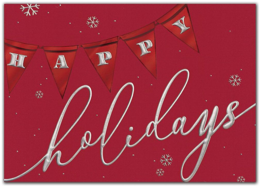 Custom Printed Holiday Cards - Red and Silver