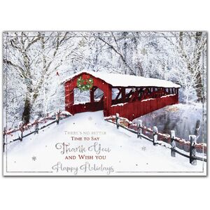 Custom Printed Holiday Cards - Snow-Covered Bridge