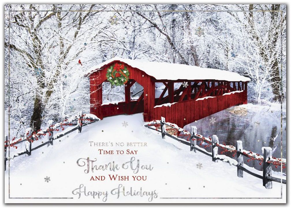 Custom Printed Holiday Cards - Snow-Covered Bridge