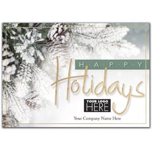 Custom Company Holiday Logo Cards - Evergreen & Gold