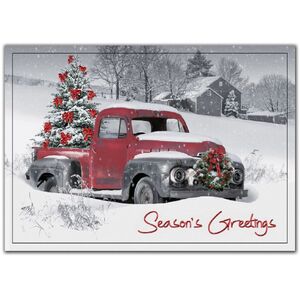 Custom Christmas Tree Cards | Red Truck in Snow