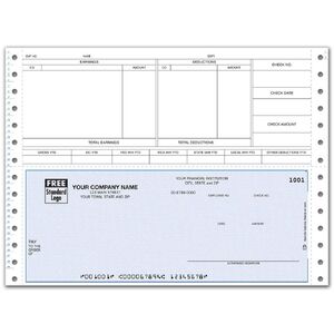 Continuous Payroll Check with Earnings and Deductions Section