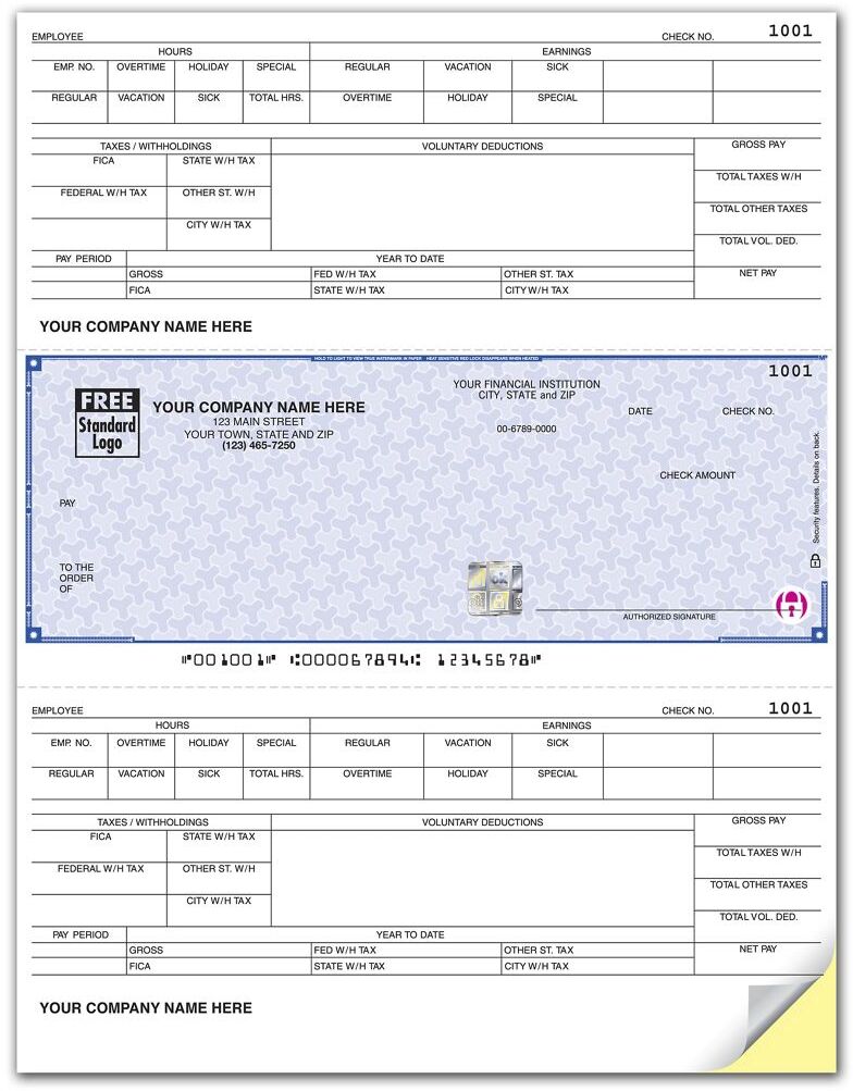 Dynamic Real World Payroll Checks with Logo