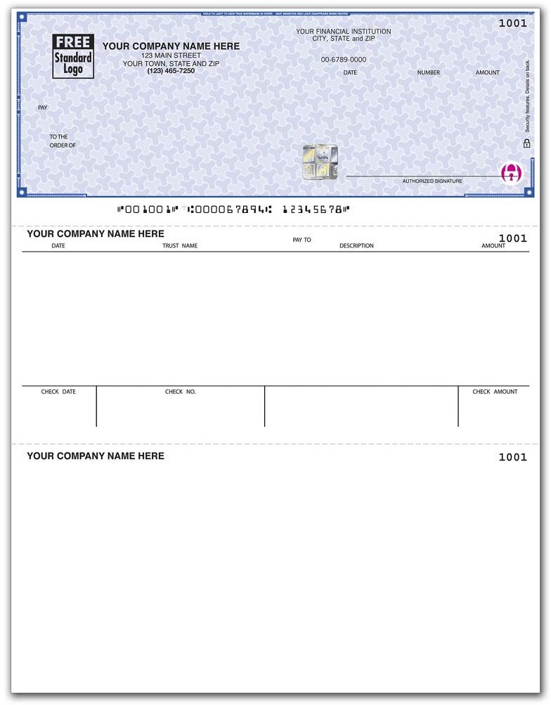 Laser Trust Account Checks with Security Features