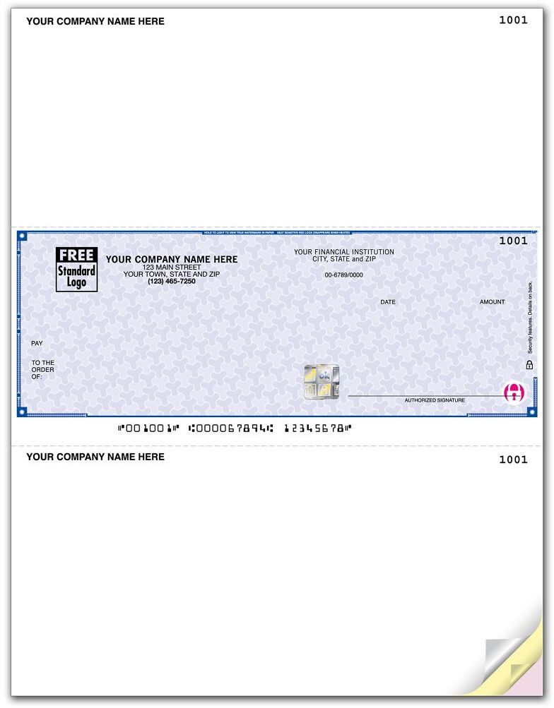 Custom printed secure business laser checks for Peachtree software