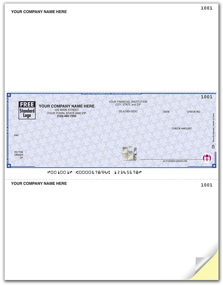 Microsoft® Dynamics / Realworld OCR Laser Business Checks - Secure Paper - Custom Logo