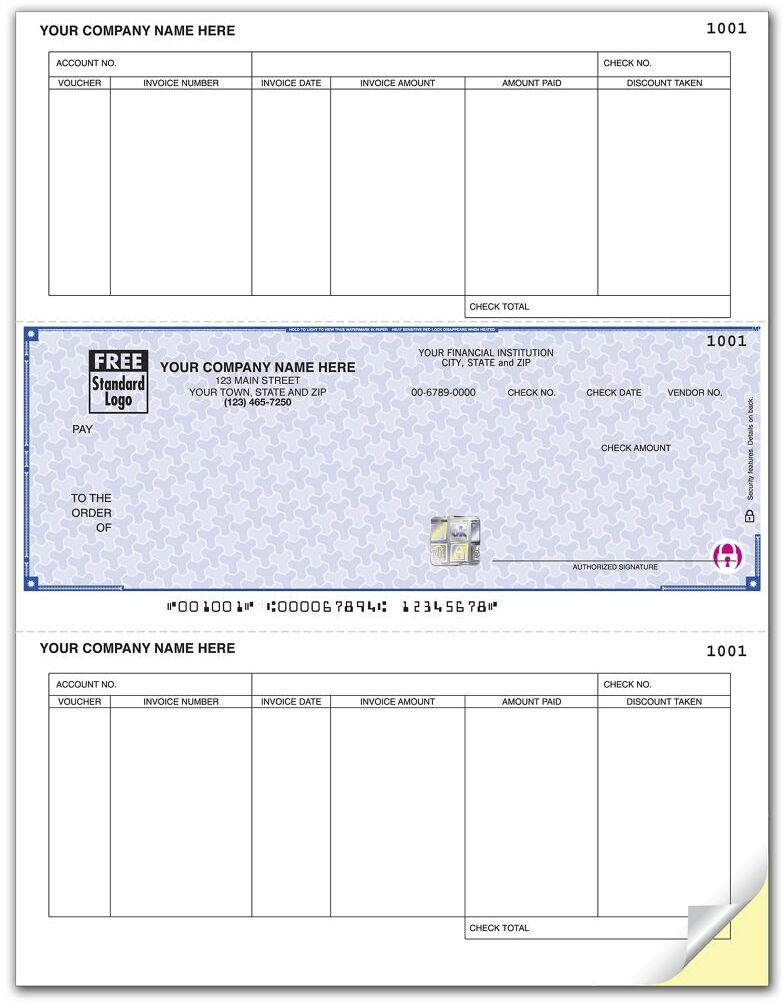 Microsoft© Accounts Payable Checks Printed on Secure Paper - 6 Columns