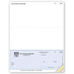 Laser Unlined Business Checks - Bottom Check, Two Stubs