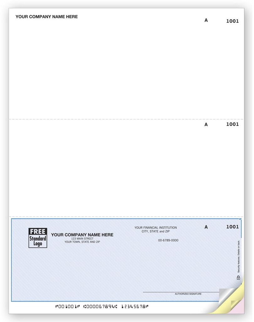 Custom Printed Laser Accounts Payable Business Checks, 2 Stubs