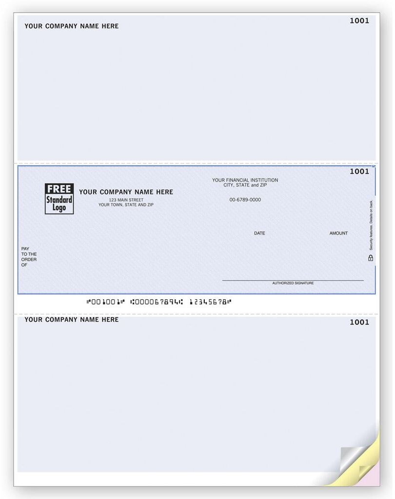 Business Laser ACCPAC Checks, Middle Check with 2 Stubs