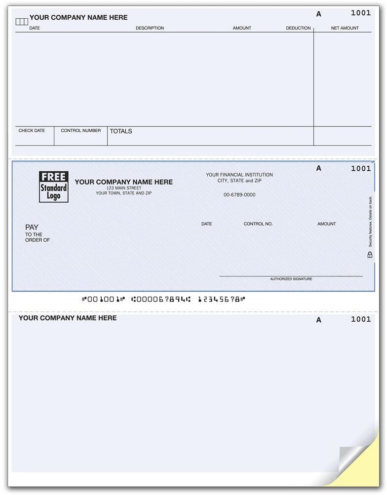 Business Accounts Payable Checks with Control Number and Deduction